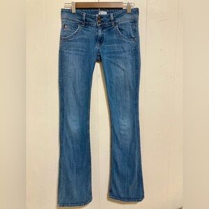 Hudson Flare Low Rise Medium Wash Flap Pocket Jeans Size 27